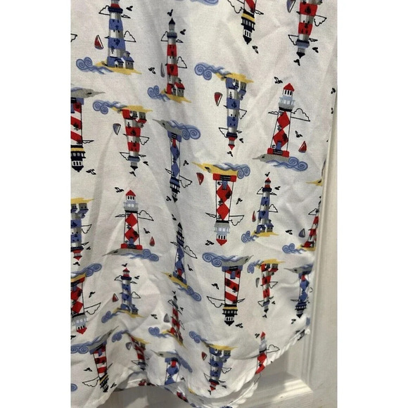 Vintage Blair Lighthouse Button Down Women’s Size Medium Short Sleeve Nautical - Picture 7 of 8